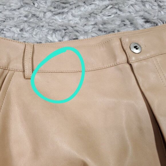 7 For All Mankind Faux Vegan Leather High Rise Straight Cargo Pants Tan Small - Picture 6 of 14